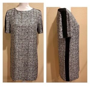 L.K. Bennett Black & White Printed Dress with Side Stripes